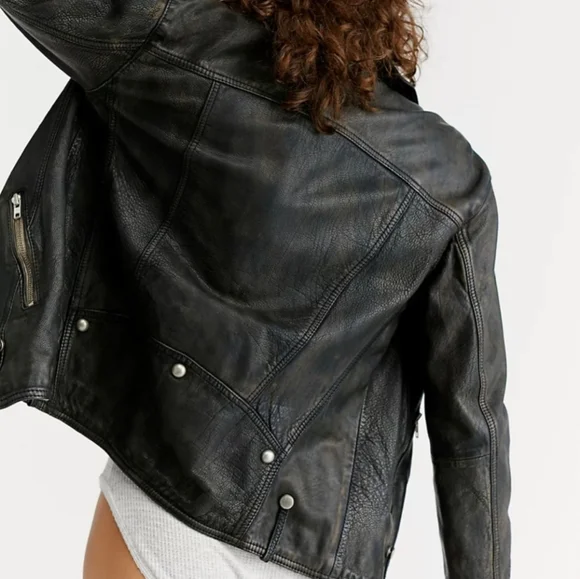 NWOT FREE PEOPLE JEALOUSY LEATHER MOTO JACKET Sz Large - Picture 4 of 16